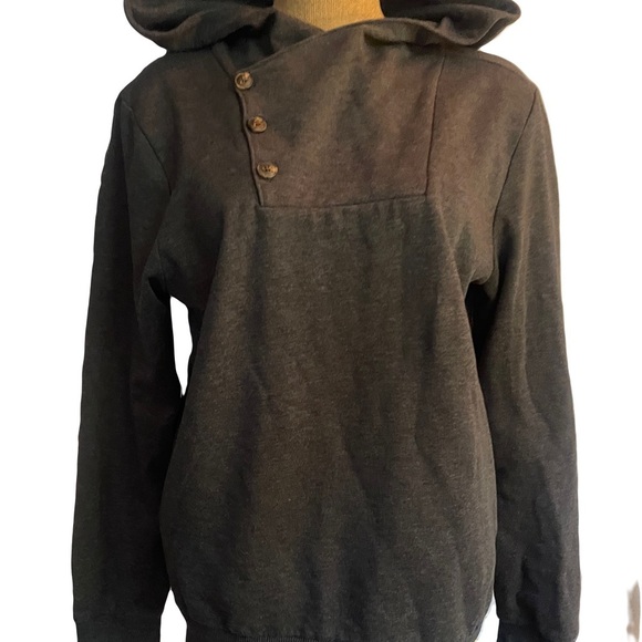Tom Tailor Denim Gray Hoodie with 3 button at chest size XL - Picture 1 of 8